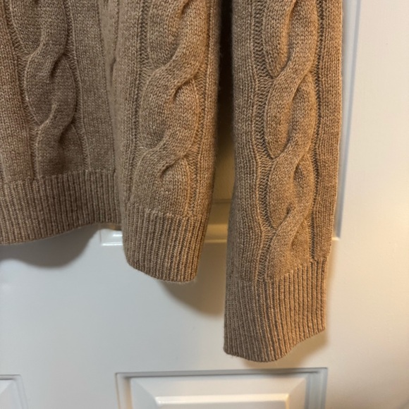 NWOT Everlane THE CABLE HALF-ZIP Wool in Oat Brown Size Medium $168 - Picture 4 of 11